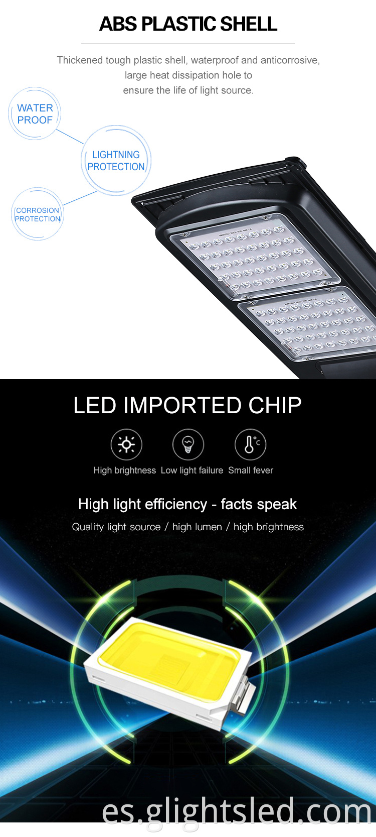 High Lumen IP65 control remoto impermeable SMD 40W 80W todo en una luz solar LED integrada